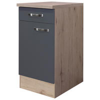 KÜCHENUNTERSCHRANK 40/85/60 cm  in Dunkelgrau, Eiche San Remo  - Edelstahlfarben/Dunkelgrau, MODERN, Holzwerkstoff/Metall (40/85/60cm) - FlexWell
