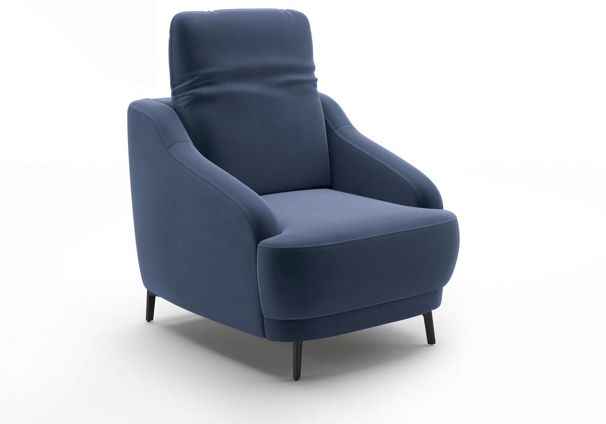 SESSEL in Samt Blau  - Blau/Schwarz, MODERN, Textil/Metall (87/93/104cm) - Sit & More