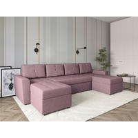 WOHNLANDSCHAFT TERMOLI Rosa Jacquard  - Schwarz/Rosa, Design, Kunststoff/Textil (155/296/155cm) - MID.YOU