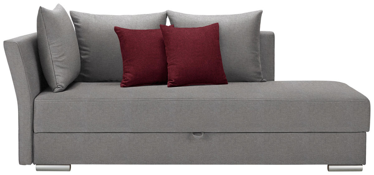 LEŽADLO, textil, 220/93/100 cm - svetlosivá/bordová, Design, textil/plast (220/93/100cm) - Livetastic