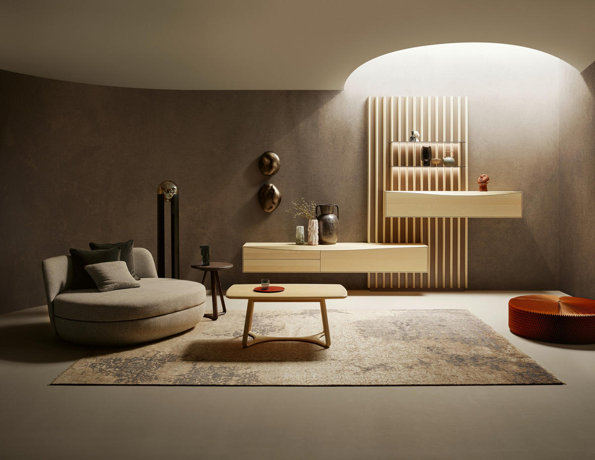 WOHNWAND  in Grau, Eschefarben  359,4/250/46 cm  - Eschefarben/Grau, Design, Glas/Holz (359,4/250/46cm) - Anrei