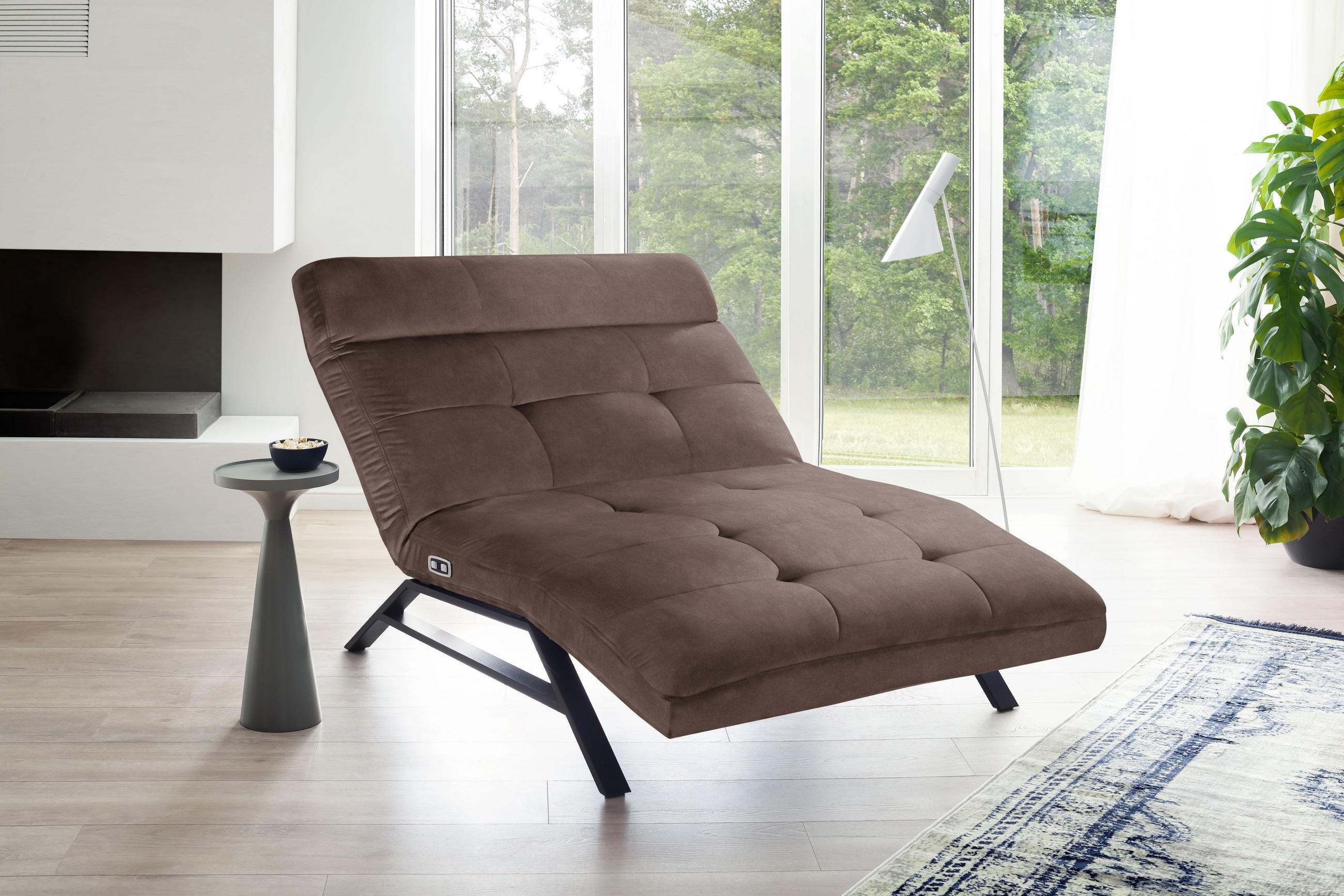 RELAXLIEGE in Mikrofaser Braun  - Schwarz/Braun, Design, Textil/Metall (120/54-113/158-198cm) - Pure Home Lifestyle