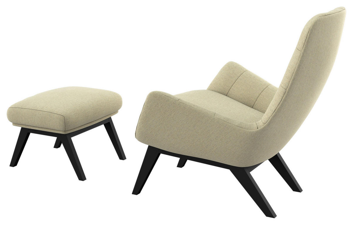 SESSELSET Flachgewebe Hocker    - Beige/Schwarz, Design, Holz/Textil (84/95/96cm) - MID.YOU