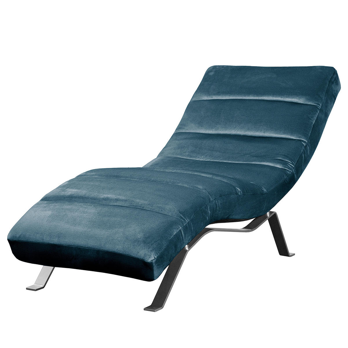 RELAXLIEGE SWING Samt Blau  - Blau/Silberfarben, Design, Textil/Metall (65/65-95/171cm) - Livetastic