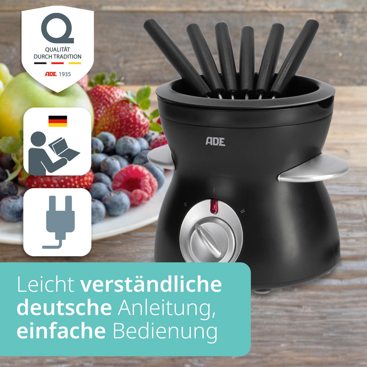 SCHOKOLADENFONDUESET  - Schwarz, Basics, Kunststoff (14,3/13/13,10cm) - ADE