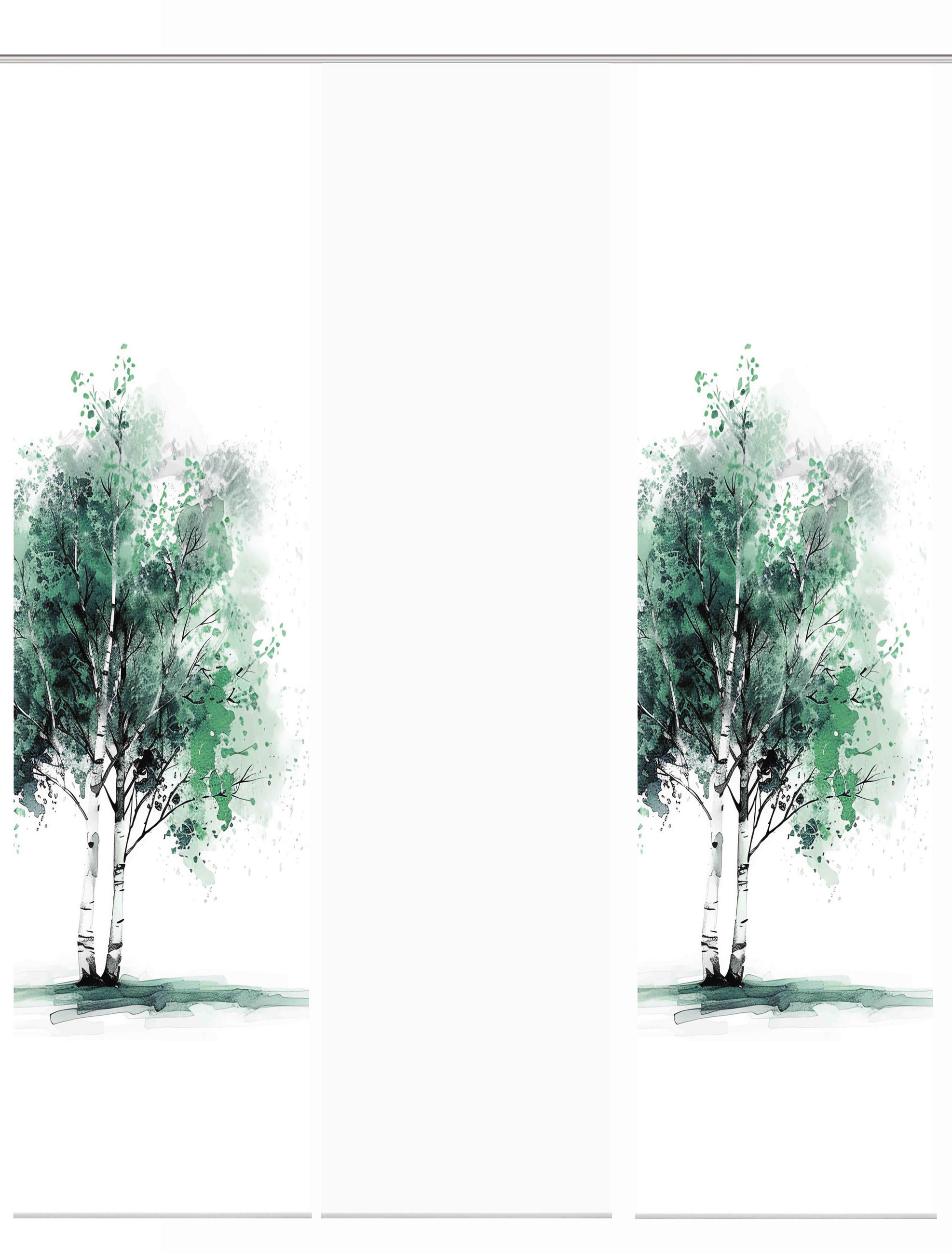 FLÄCHENVORHANG  3 Stück  blickdicht  60/245 cm   - Weiß/Grün, Natur, Textil (60/245cm)