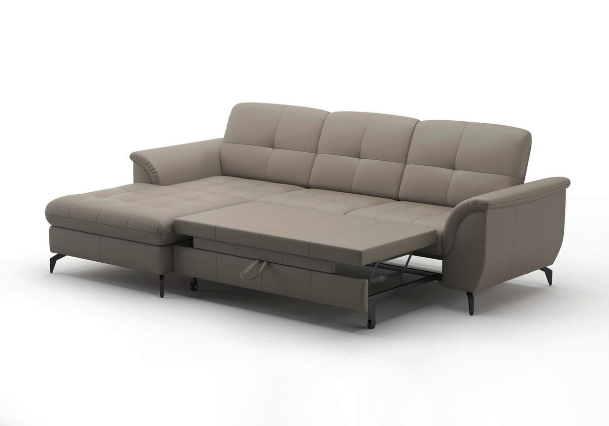 ECKSOFA in Echtleder Grau  164/262 cm  - Schwarz/Grau, MODERN, Leder/Metall (164/262cm) - Sit & More