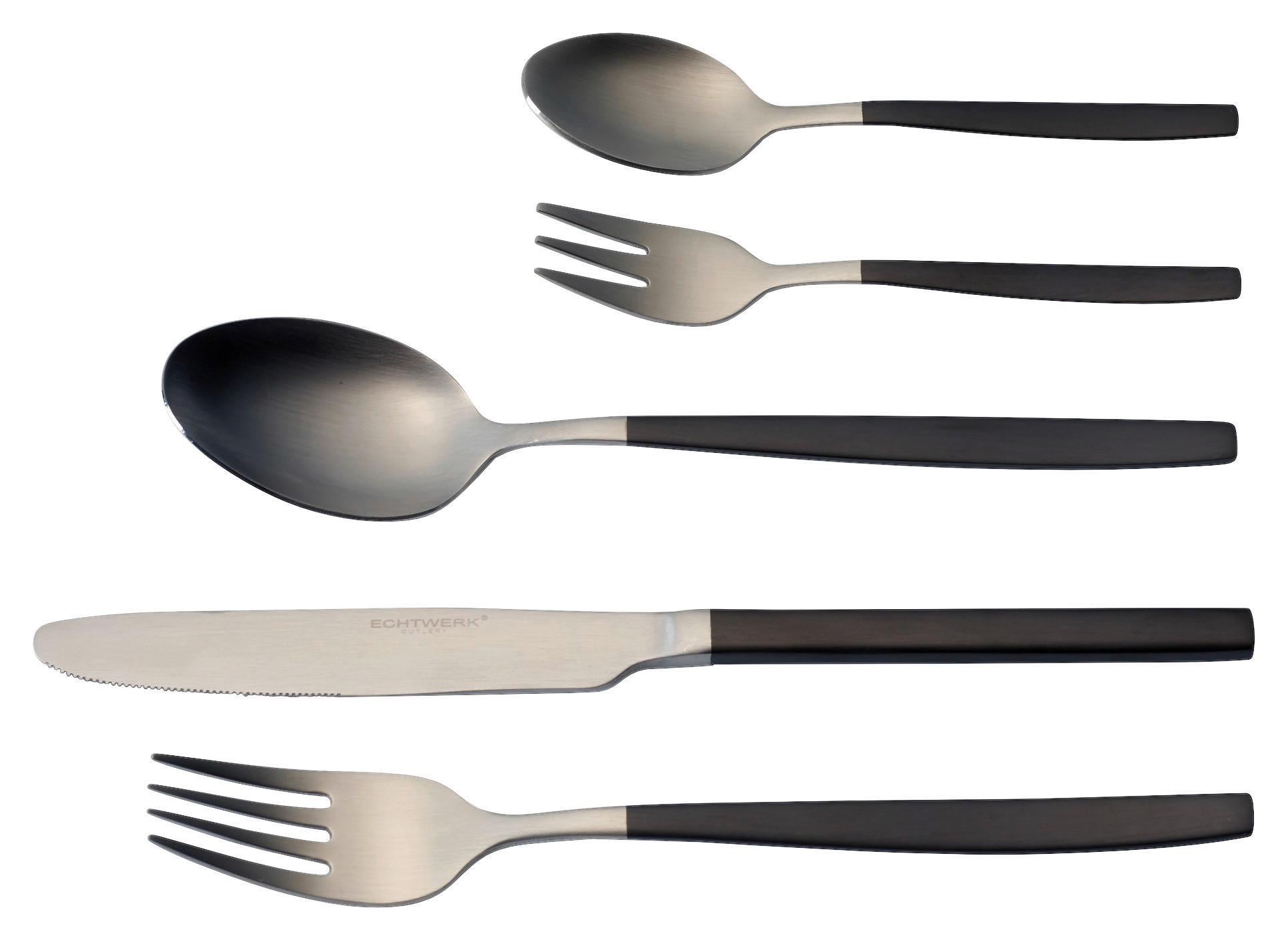BESTECKSET Positano Due 30-teilig Edelstahl  - Silberfarben/Schwarz, Design, Metall - Echtwerk