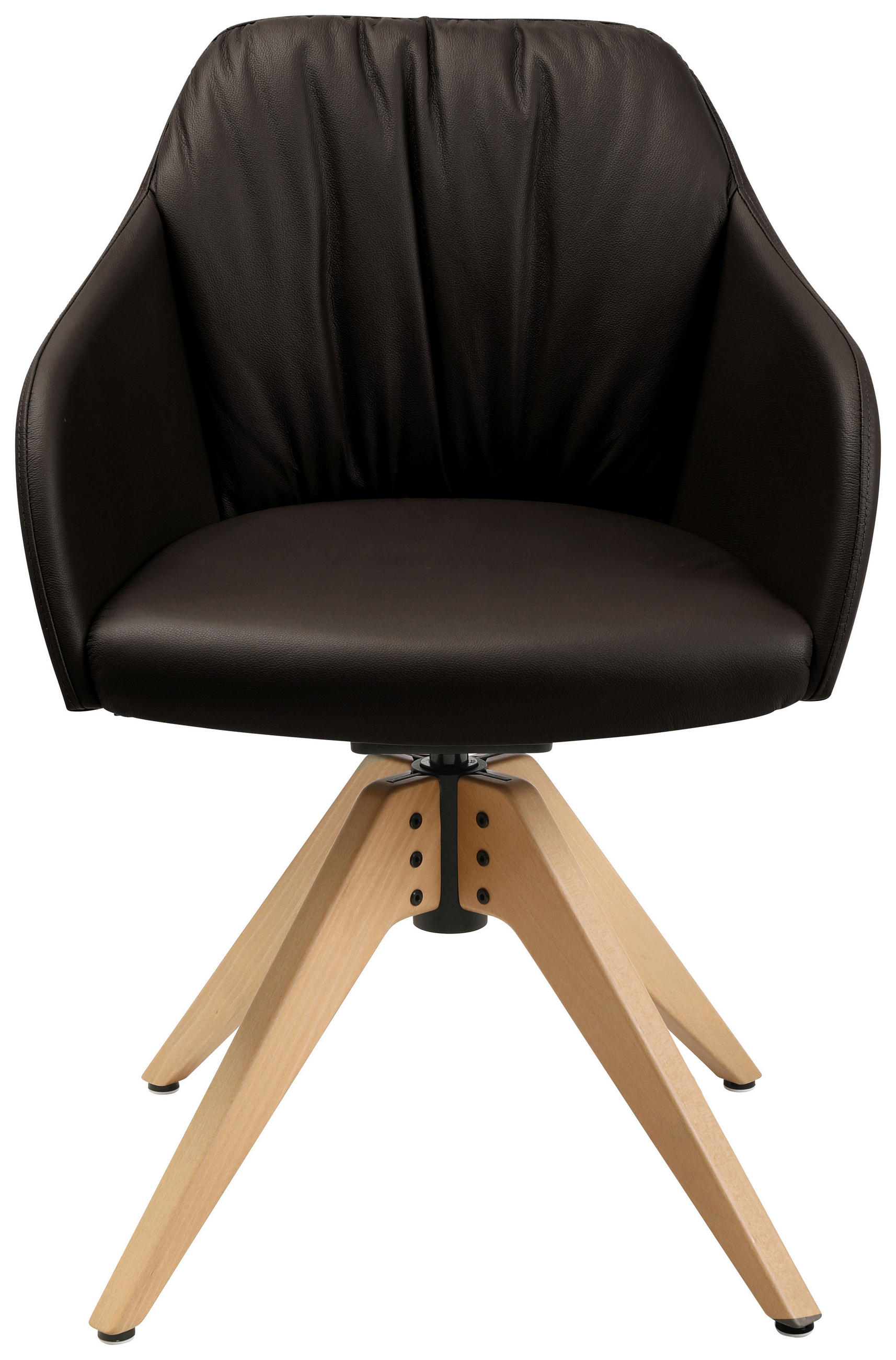 ARMLEHNSTUHL  in Echtleder pigmentiert  - Eichefarben/Dunkelbraun, Design, Leder/Holz (58/82,5-85,2/60cm) - Johann Jakob