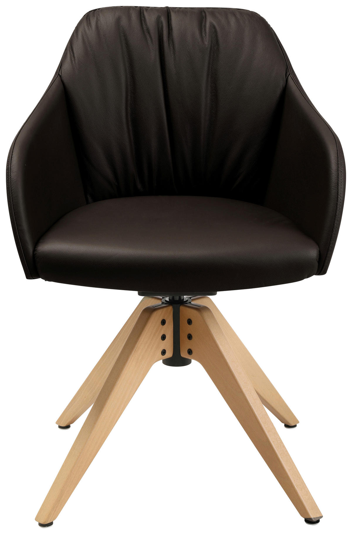 ARMLEHNSTUHL  in Echtleder pigmentiert  - Eichefarben/Dunkelbraun, Design, Leder/Holz (58/82,5-85,2/60cm) - Johann Jakob