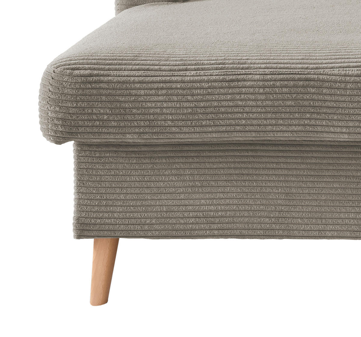 ECKSOFA in Cord Graubraun  - Graubraun/Naturfarben, Design, Holz/Textil (150/228cm) - P & B