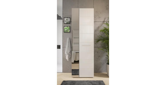 HOCHSCHRANK 60/190/45 cm  - Chromfarben/Weiß Hochglanz, KONVENTIONELL, Glas/Holzwerkstoff (60/190/45cm) - Xora