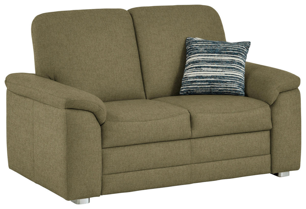 2-SITZER-SOFA Chenille Schilfgrün  - Schilfgrün/Alufarben, Konventionell, Textil/Metall (156/96/89cm) - Beldomo Comfort