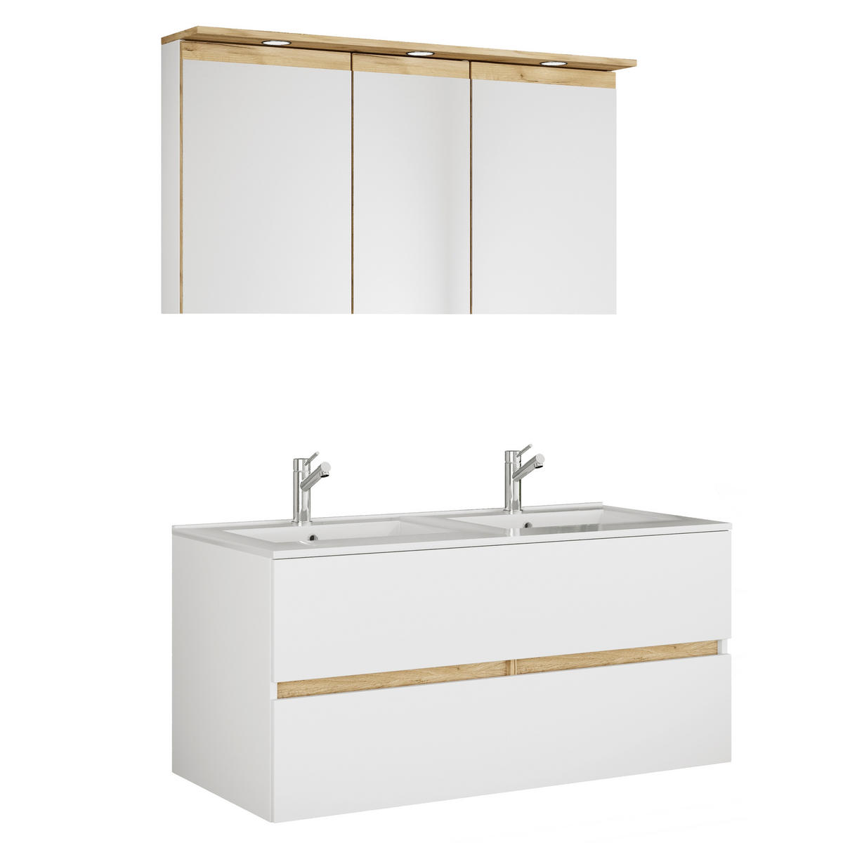 BADEZIMMER 3-teilig  in 112 cm  - Honigeiche/Weiß, Trend, Keramik/Holzwerkstoff (112cm) - MID.YOU
