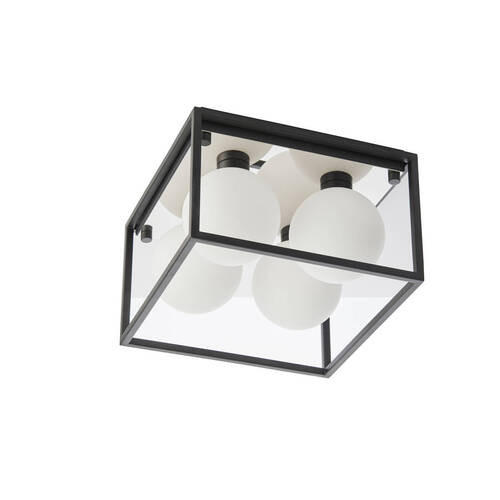 BADEZIMMER-DECKENLEUCHTE    29/29/19,5 cm  - Opal/Schwarz, KONVENTIONELL, Glas (29/29/19,5cm) - ENDON