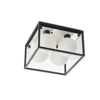 BADEZIMMER-DECKENLEUCHTE    29/29/19,5 cm  - Opal/Schwarz, KONVENTIONELL, Glas (29/29/19,5cm) - ENDON