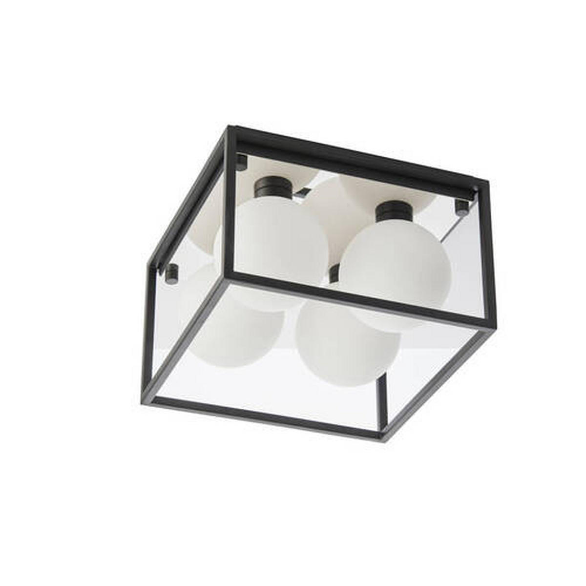 BADEZIMMER-DECKENLEUCHTE    29/29/19,5 cm  - Opal/Schwarz, KONVENTIONELL, Glas (29/29/19,5cm) - ENDON