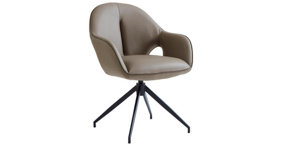 ARMLEHNSTUHL  Sitzfläche 360° drehbar, automatische Rückholfunktion  Echtleder  - Anthrazit/Schwarz, Design, Leder/Metall (62/85/64cm) - Novel