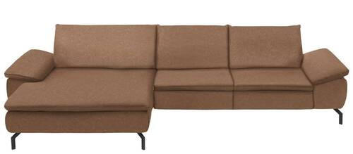 ECKSOFA Hellbraun Mikrofaser  - Hellbraun/Schwarz, Design, Textil/Metall (181/341cm) - Dieter Knoll