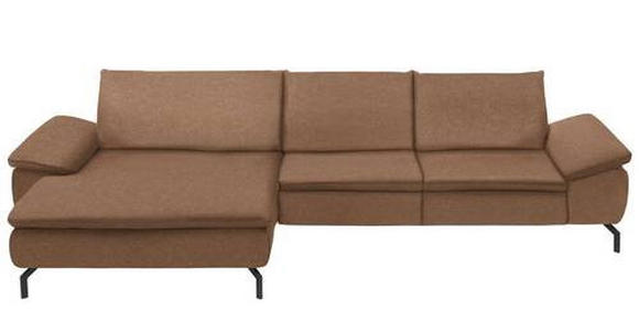 ECKSOFA in Mikrofaser Hellbraun  - Hellbraun/Schwarz, Design, Textil/Metall (181/341cm) - Dieter Knoll