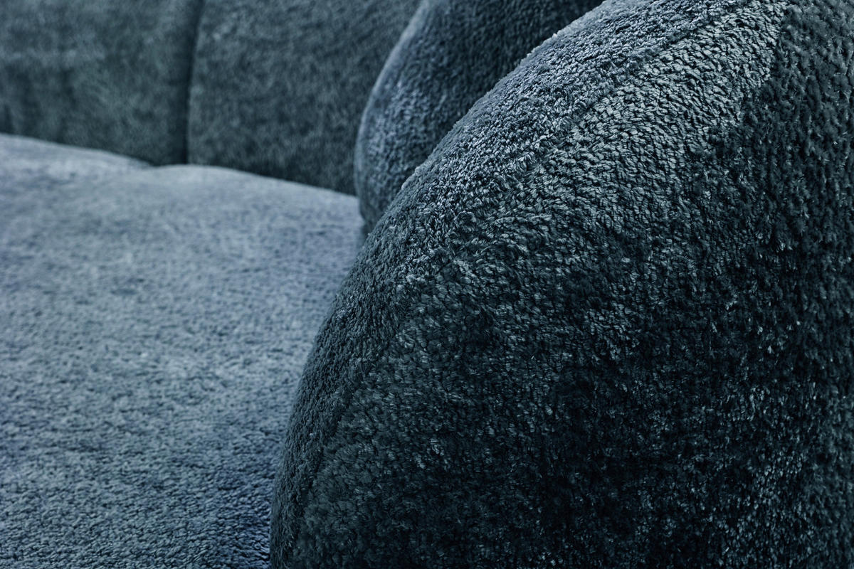 ECKSOFA in Bouclé Blau  - Blau/Schwarz, Design, Kunststoff/Textil (264/143cm) - MID.YOU