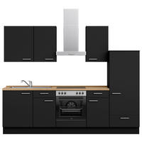 KÜCHENLEERBLOCK 270 cm   in Schwarz, Eichefarben  - Edelstahlfarben/Eichefarben, MODERN, Holzwerkstoff/Metall (270cm) - Nobilia