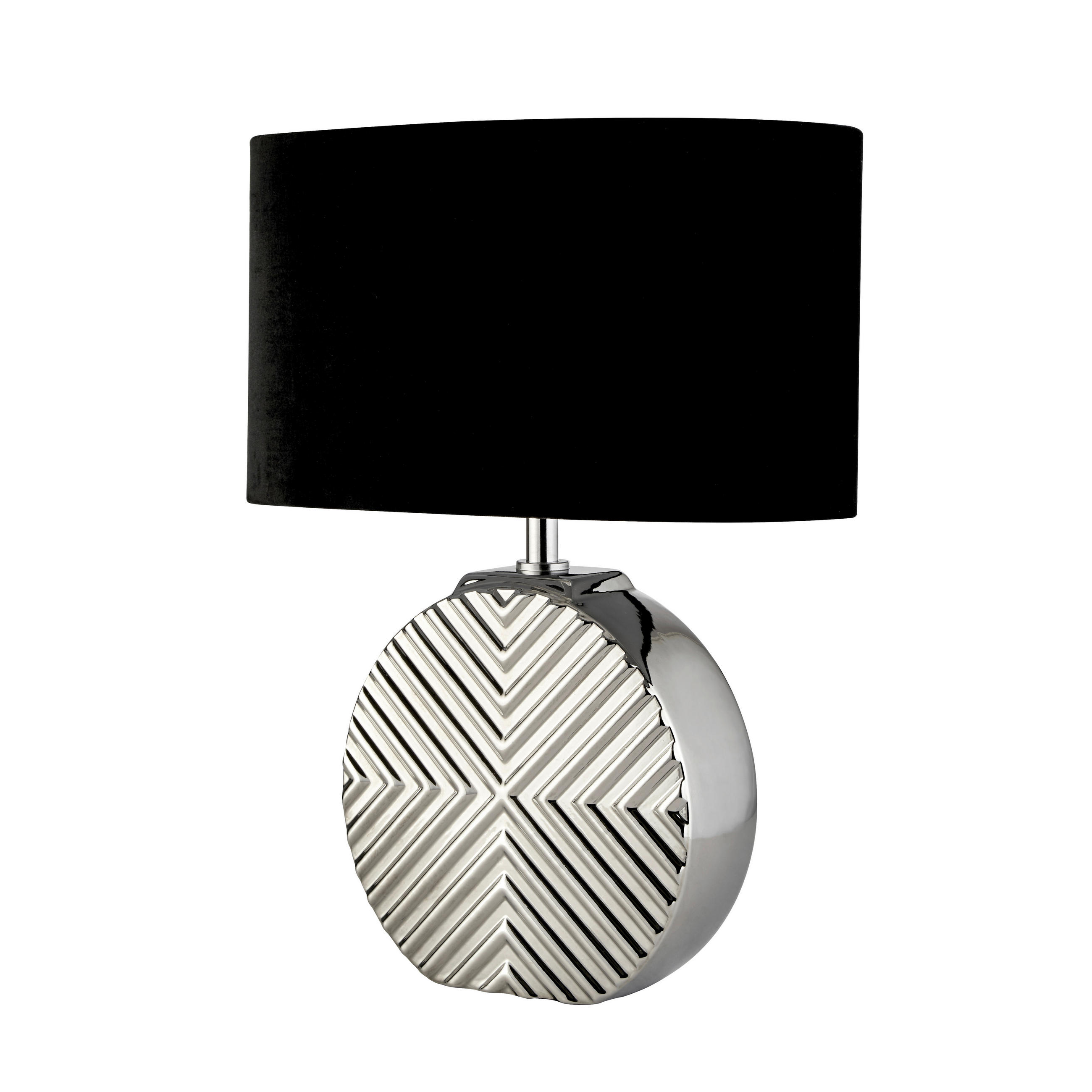 LED-TISCHLEUCHTE Chrome Base 18,5/29/32 cm   - Chromfarben/Schwarz, MODERN, Leder/Keramik (18,5/29/32cm) - Searchlight