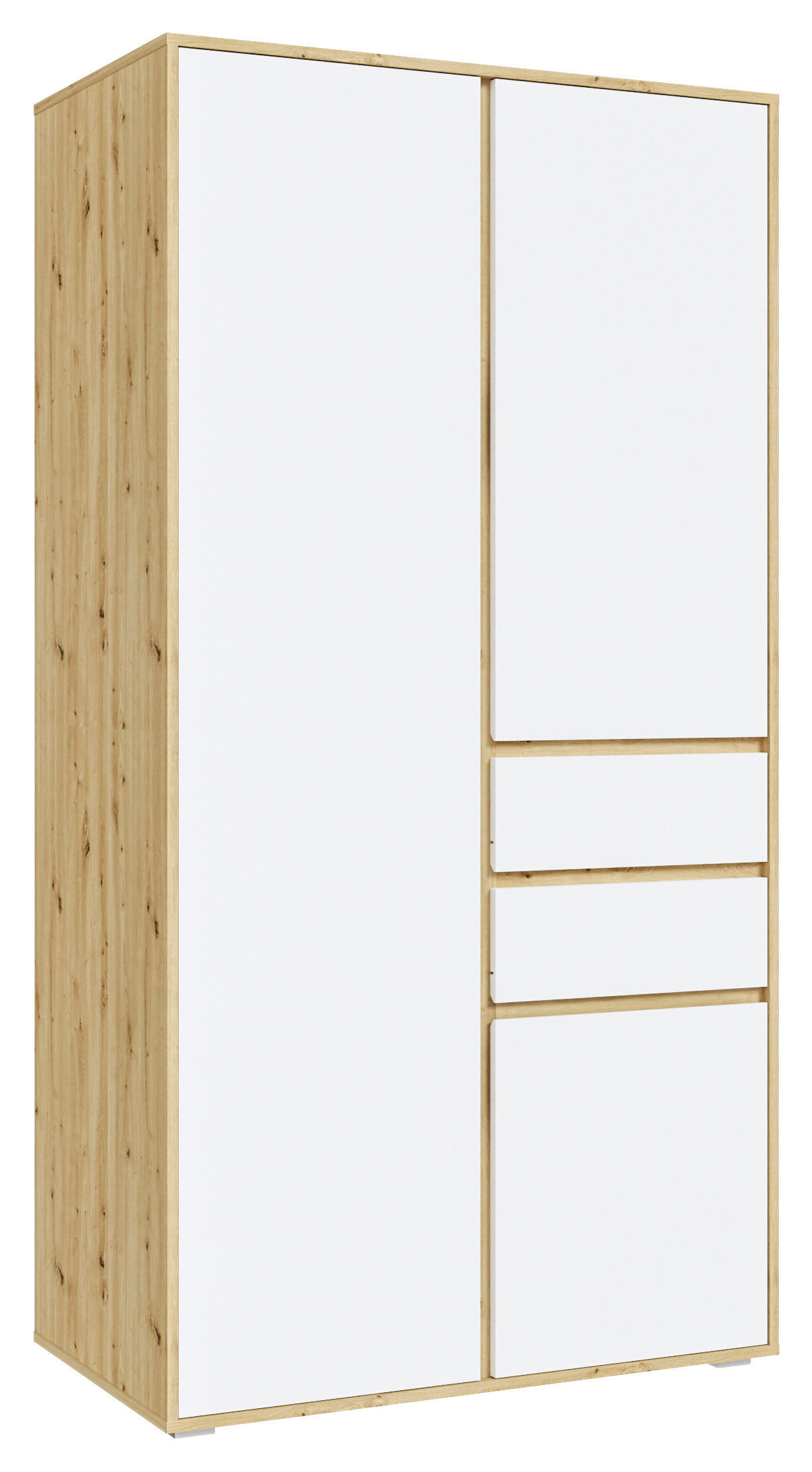DREHTÜRENSCHRANK 100/194/56 cm,  in Weiß, Eiche Artisan, 3-türig  - Weiß/Eiche Artisan, MODERN, Holzwerkstoff (100/194/56cm) - MID.YOU
