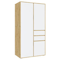 DREHTÜRENSCHRANK 100/194/56 cm,  in Weiß, Eiche Artisan, 3-türig  - Weiß/Eiche Artisan, MODERN, Holzwerkstoff (100/194/56cm) - MID.YOU