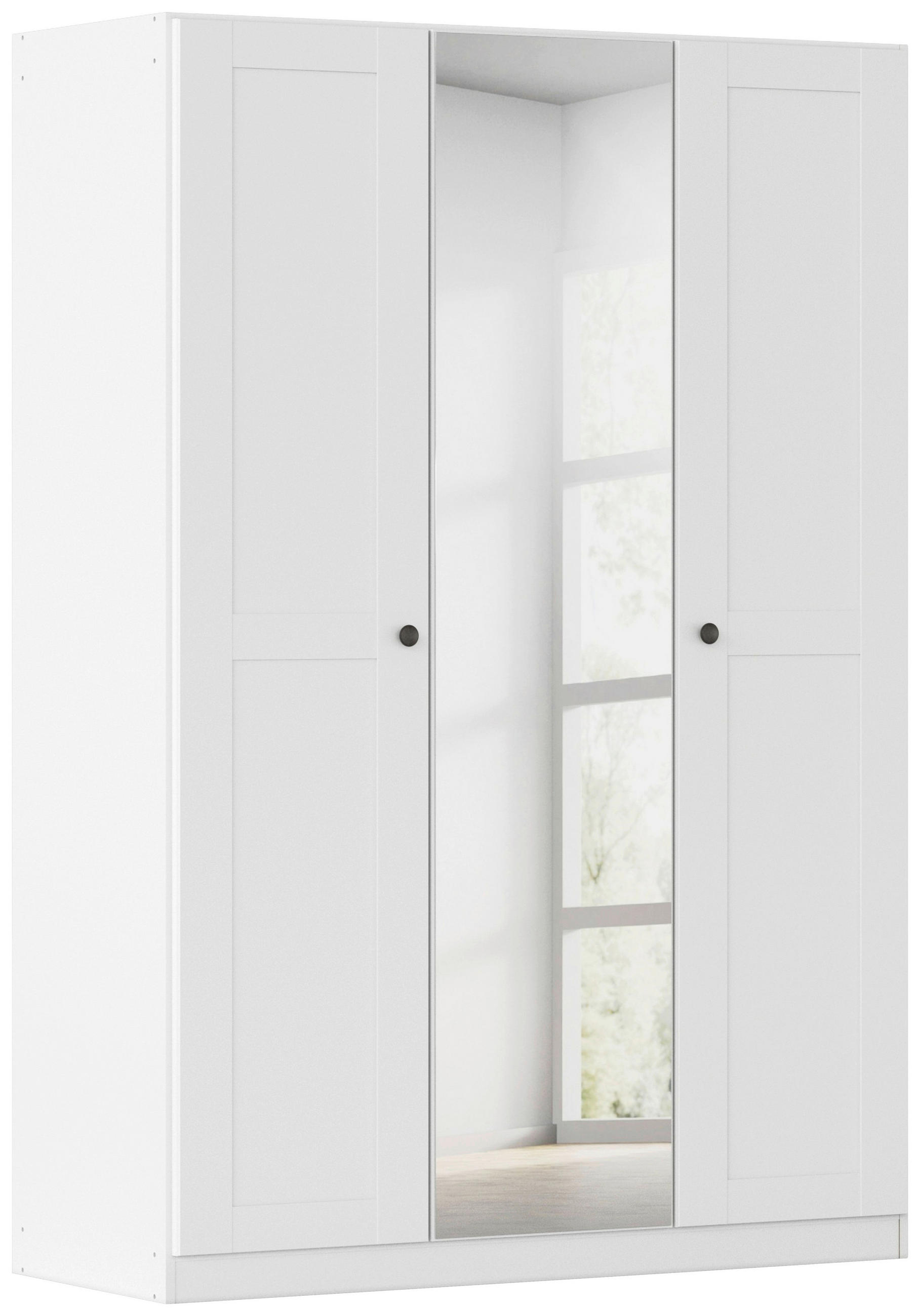 DREHTÜRENSCHRANK 135/197/54 cm,  in Weiß, 3-türig  - Schwarz/Weiß, KONVENTIONELL, Glas/Holzwerkstoff (135/197/54cm) - home24