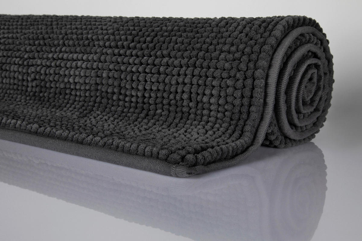 BADTEPPICH Anthrazit, Grau 60/50 cm  - Anthrazit/Grau, Basics, Kunststoff/Textil (60/50cm) - WECON HOME