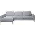 ECKSOFA Grau Chenille Rückenkissen, Rücken echt  - Silberfarben/Grau, KONVENTIONELL, Textil/Metall (143/284cm) - Carryhome