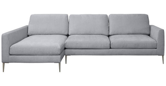 ECKSOFA Grau Chenille Rückenkissen, Rücken echt  - Silberfarben/Grau, KONVENTIONELL, Textil/Metall (143/284cm) - Carryhome