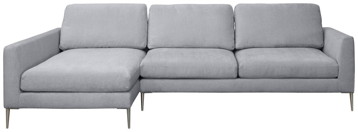 ECKSOFA Grau Chenille  - Silberfarben/Grau, KONVENTIONELL, Textil/Metall (143/284cm) - Carryhome