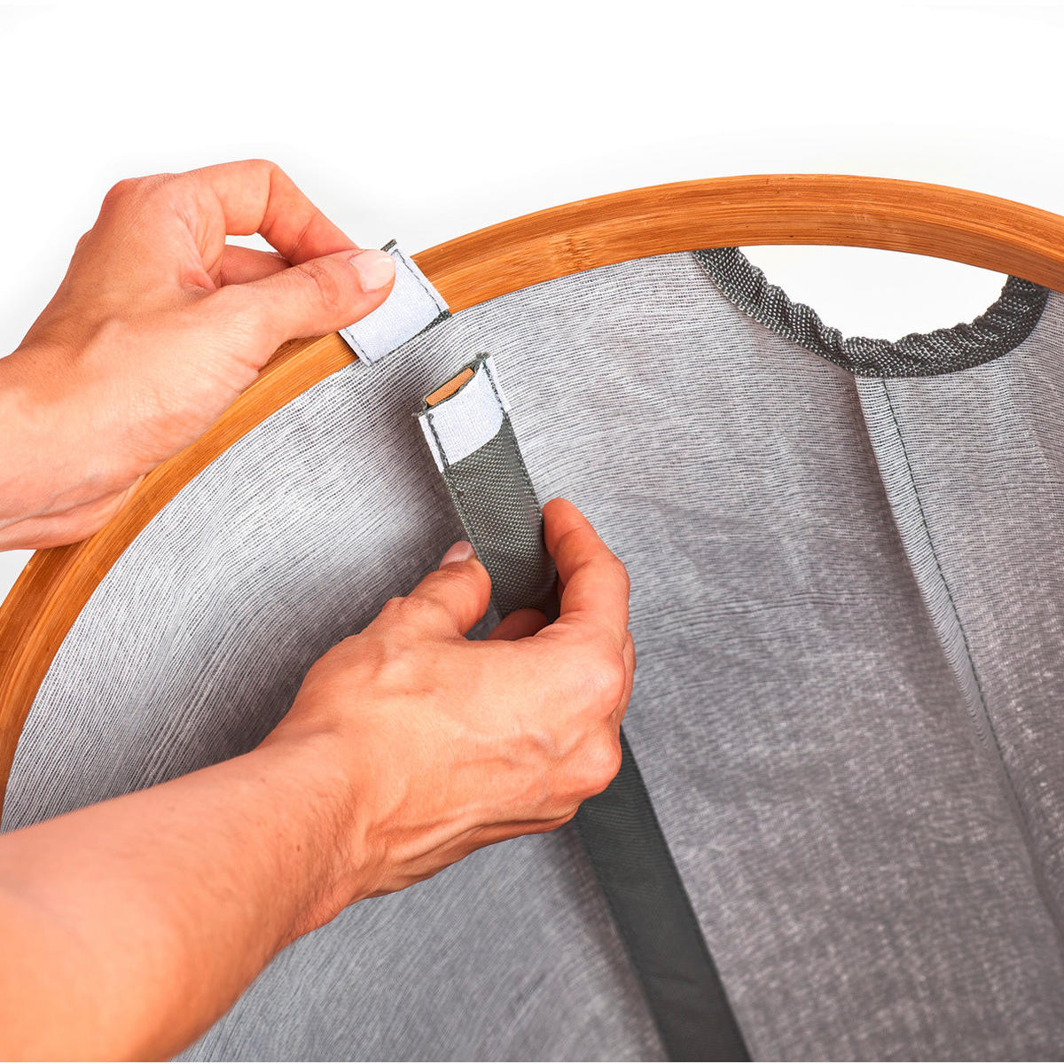 WÄSCHESAMMLER - Grau, Basics, Holz/Textil (54/51/34cm) - Zeller Present