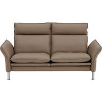 2,5-SITZER PORTO Echtleder Grau  - Chromfarben/Grau, KONVENTIONELL, Leder/Metall (176/93/88cm) - Erpo