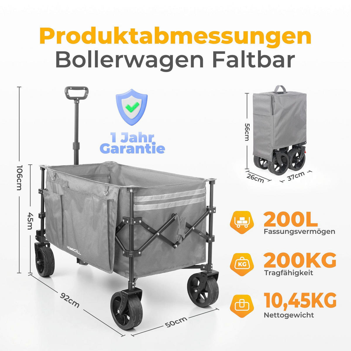 BOLLERWAGEN    - Grau, Basics, Textil/Metall (92/56/106/50cm) - Modante