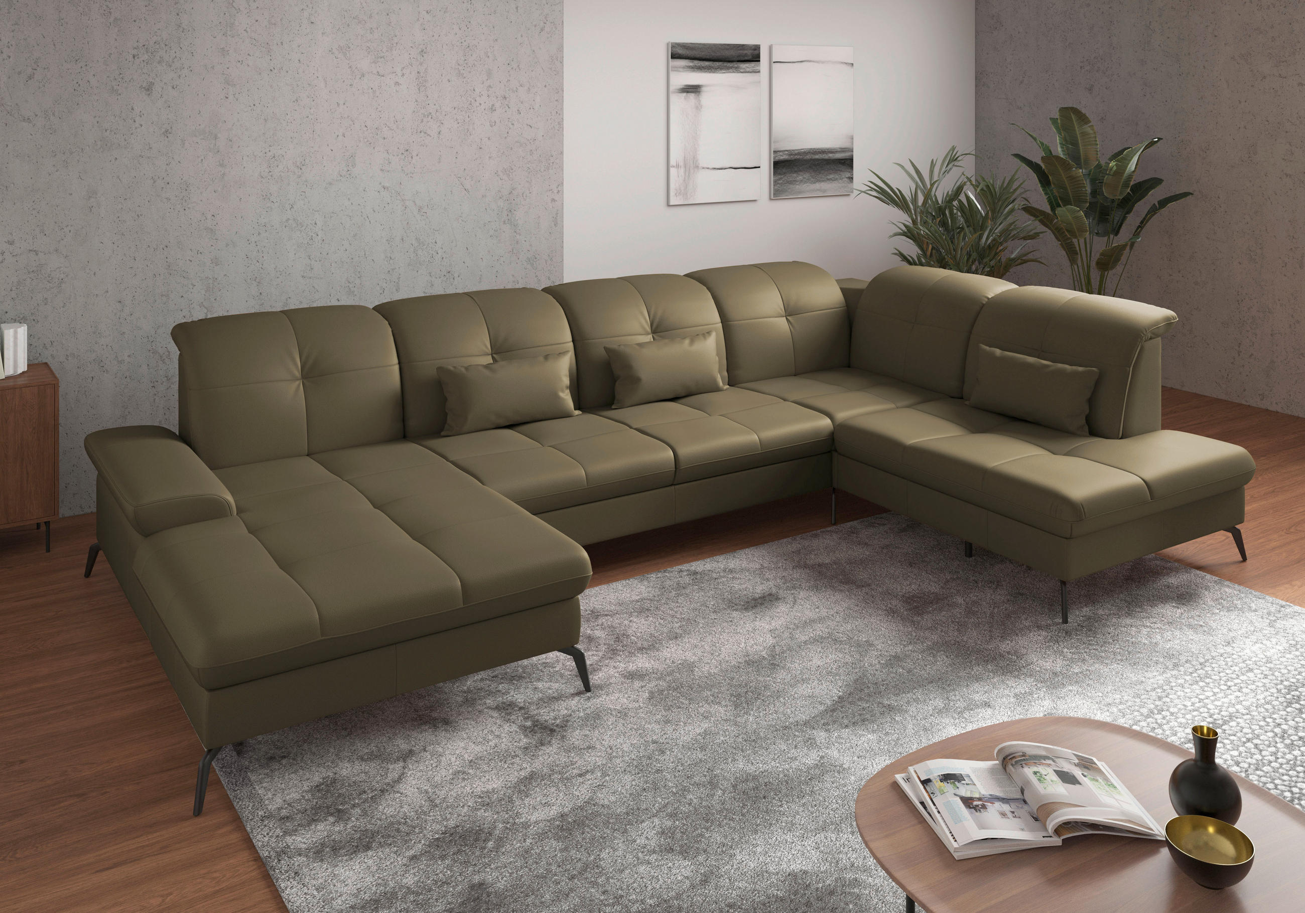 Sit & More SEDACIA SÚPRAVA, koža, olivovozelená