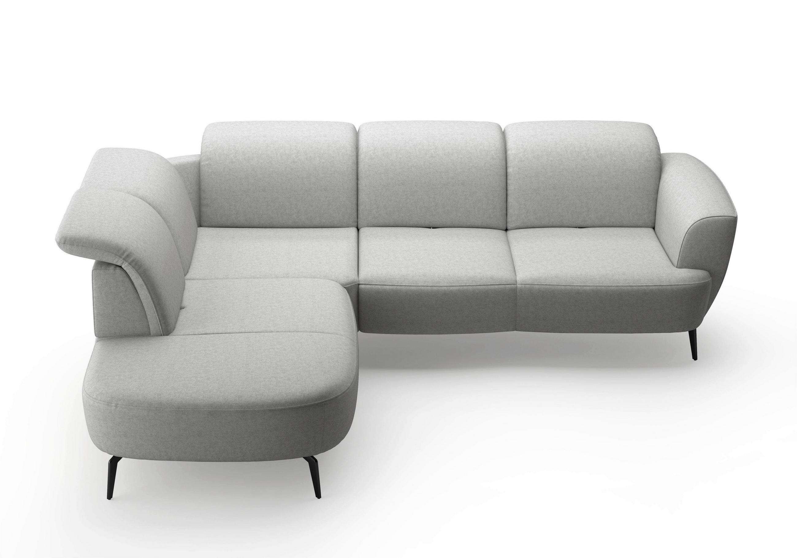 ECKSOFA in Flachgewebe Hellgrau 267/300 cm - Hellgrau/Schwarz, KONVENTIONELL, Textil/Metall (267/300cm) - Sit & More