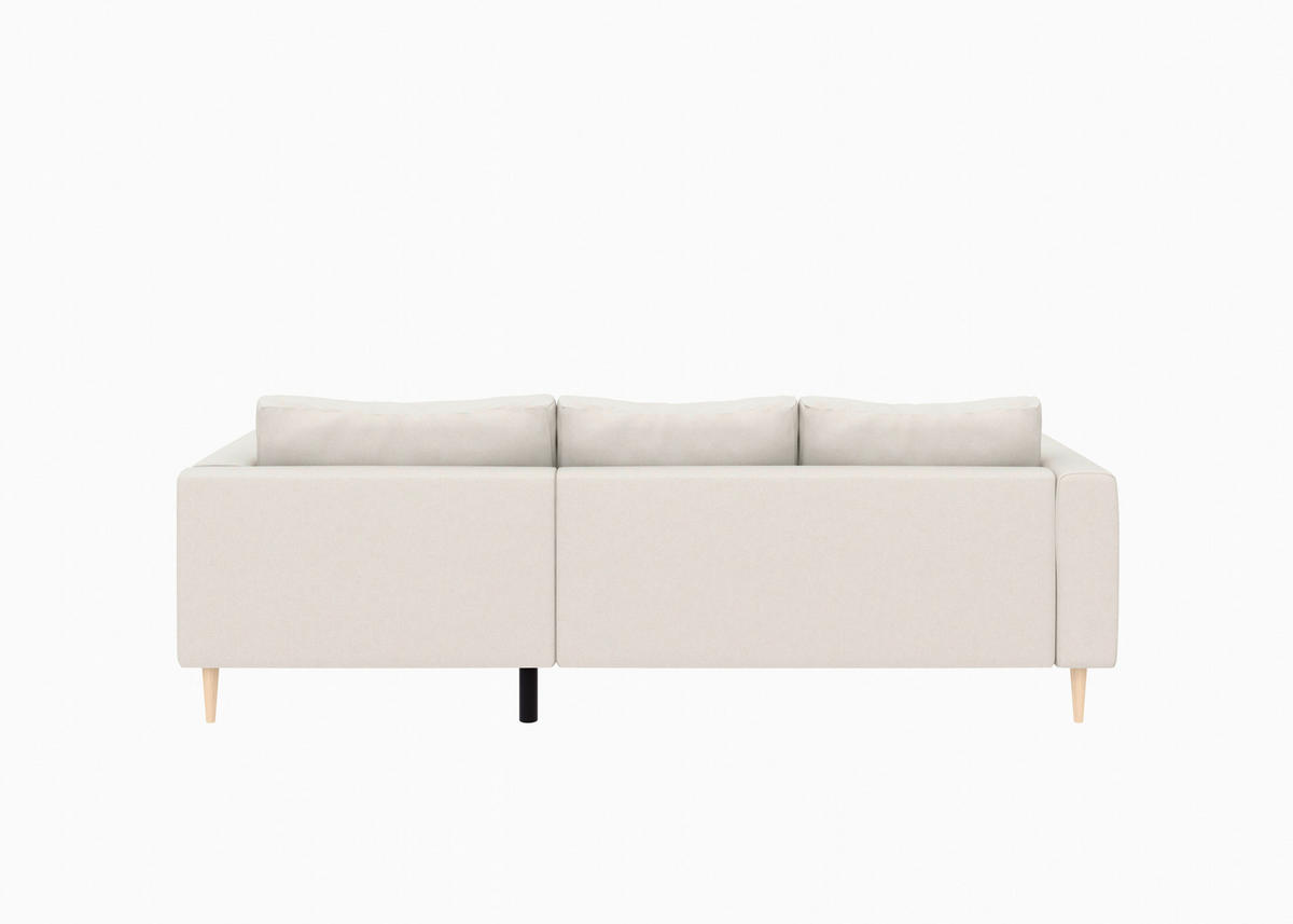 ECKSCHLAFSOFA  mit Rücken echt, Armteil links, Armteil rechts Struktur Sandfarben  - Sandfarben/Buchefarben, MODERN, Holz/Textil (232/161cm) - Trendmanufaktur