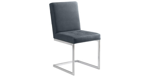 SCHWINGSTUHL in Stahl Mikrofaser - Edelstahlfarben/Grau, Design, Textil/Metall (45/91/58cm) - Moderano