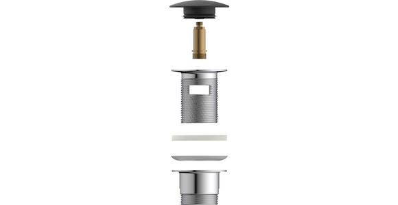 ABLAUFVENTIL  - Chromfarben/Schwarz, Basics, Metall (6,5cm) - Xora