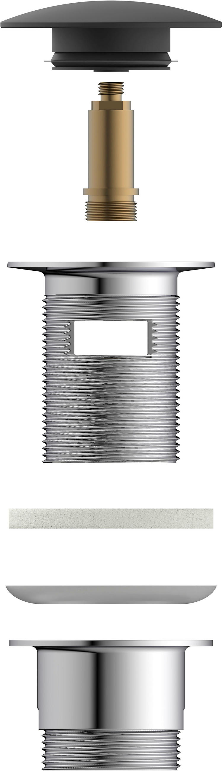 ABLAUFVENTIL  - Chromfarben/Schwarz, Basics, Metall (6,5cm) - Schütte