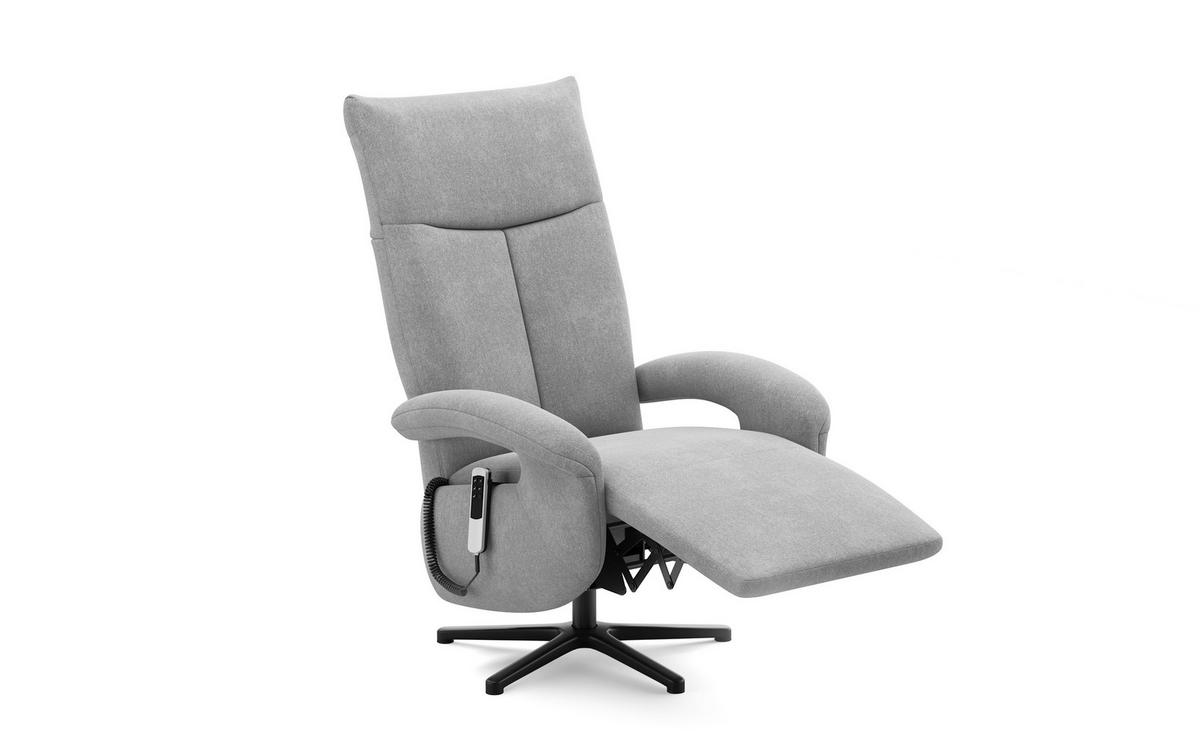 RELAXSESSEL Flachgewebe Kopfteilverstellung, Rücken echt    - Schwarz/Grau, MODERN, Textil/Metall (74/112/82cm) - Sit & More