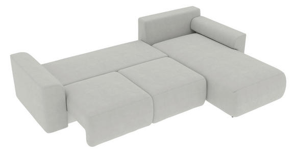 ECKSOFA in Velours Hellgrau  - Chromfarben/Hellgrau, KONVENTIONELL, Kunststoff/Textil (293/195cm) - Carryhome