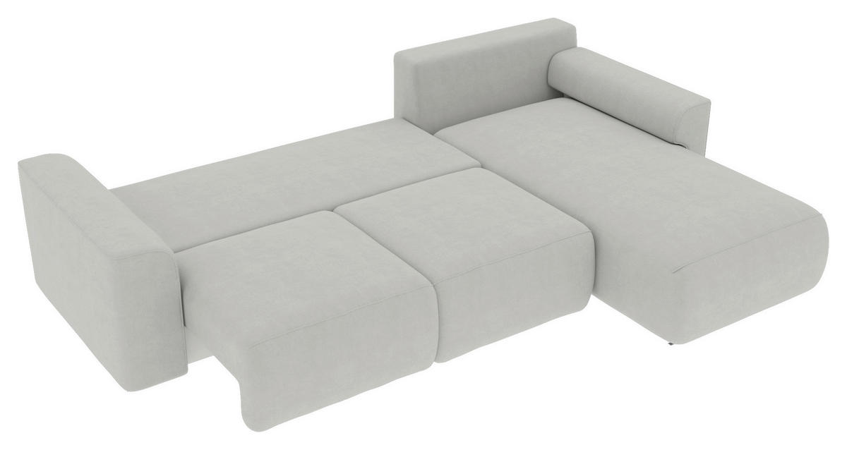 ECKSOFA in Velours Hellgrau  293/195 cm  - Chromfarben/Hellgrau, KONVENTIONELL, Kunststoff/Textil (293/195cm) - Carryhome