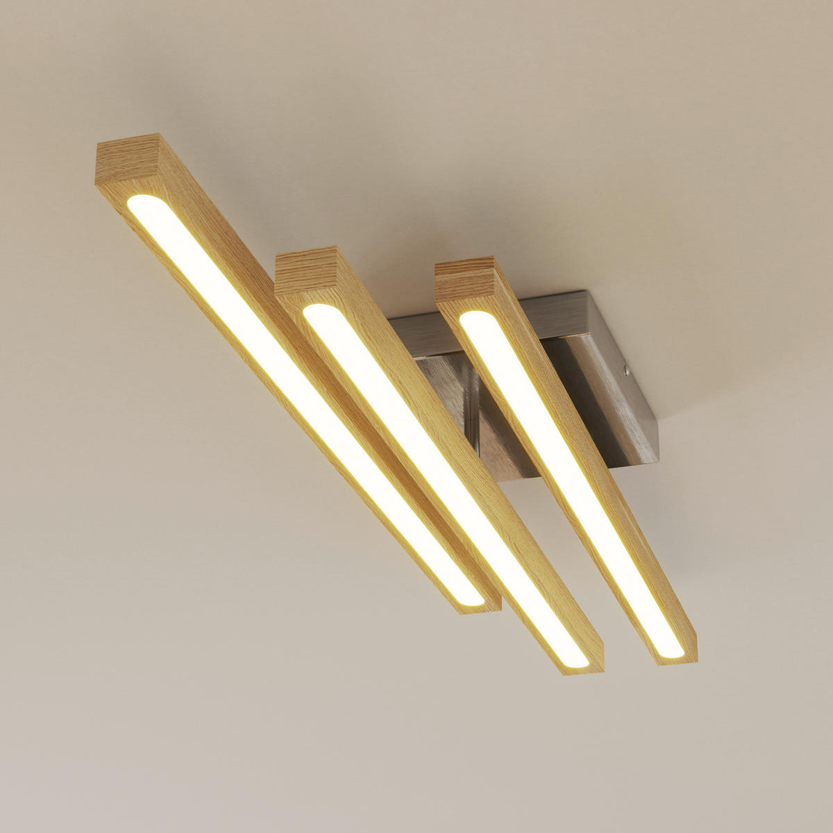 LED-DECKENLEUCHTE 100/25/12,5 cm   - Eichefarben, LIFESTYLE, Holz/Kunststoff (100/25/12,5cm) - Novel