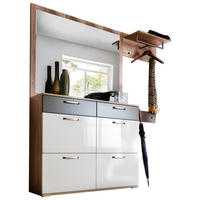 GARDEROBE 4-teilig  in 181/201/36 cm  - Weiss/Eichefarben, Design, Glas/Holzwerkstoff (181/201/36cm) - Moderano