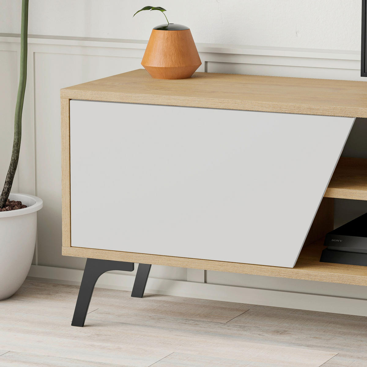 TV-ELEMENT Holzwerkstoff Weiß, Eichefarben  - Eichefarben/Weiß, MODERN, Holzwerkstoff (180/48/35.6cm) - MID.YOU