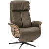RELAXSESSEL Echtleder Relaxfunktion, Kopfteilverstellung    - Beige/Nussbaumfarben, Design, Leder/Holz (78/104-113/84cm) - Welnova